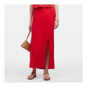 Madewell Collumn Red Linen Skirt size Large  NWT